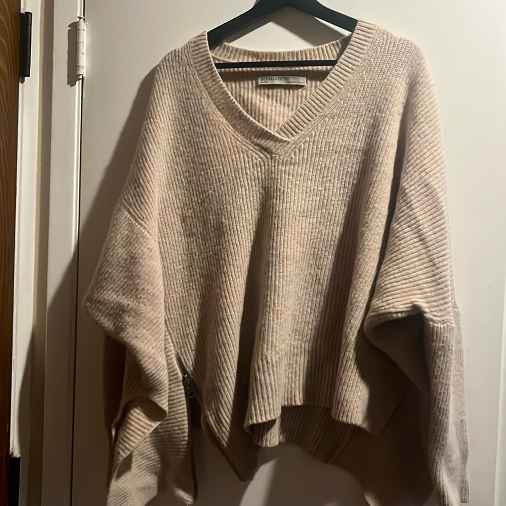 ALL SAINTS Able Zip Jumper Asymmetric Beige L